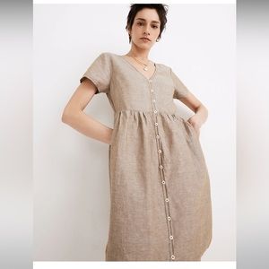 Madewell Linen-Blend Alexandra Button-Front Mini Dress